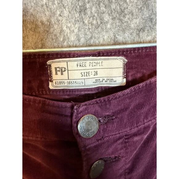 Free People Womens Corduroy Button Fly Red Raw Hem Skinny Ankle Pants - Size 28 - Picture 5 of 9